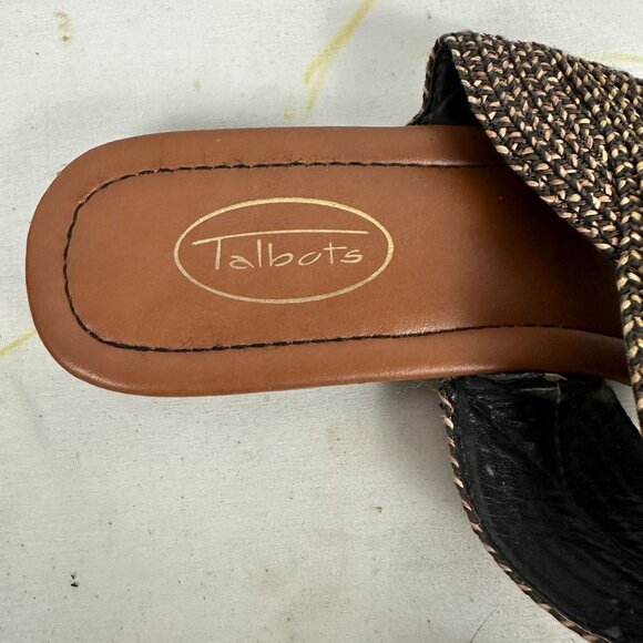 Talbots Womens Braided Strap Sandals Size 8.5B Brown & Black Leather Flip Flops - Picture 5 of 7